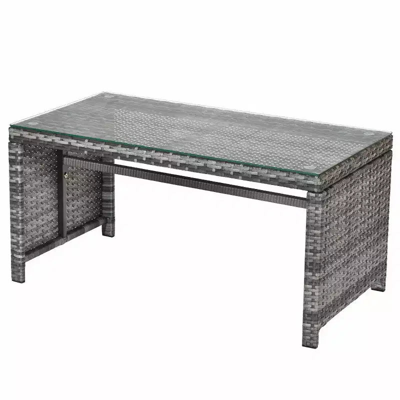 Costway 4-teiliges Rattan-Loungeset Gartensofa mit Kissen, gemischtes graues Polyrattan