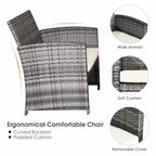 Costway 4-teiliges Rattan-Loungeset Gartensofa mit Kissen, gemischtes graues Polyrattan