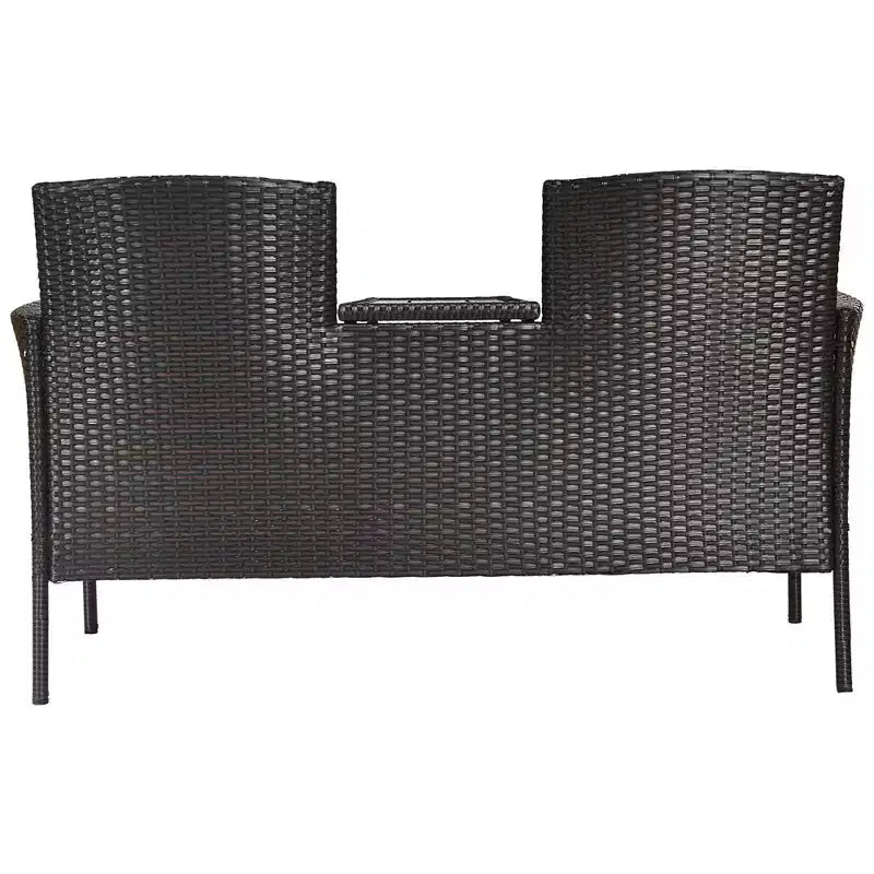 Costway Patentiertes Patio Rattan Lounge Set Zweisitzer Sofa Gepolsterter Couchtisch Mix Braun