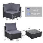 Costway 7-teiliges Rattan-Sofa-Set, Gartenmöbel-Sofa-Garnitur, Beige/Dunkelblau/Grau