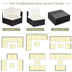 Costway 7-teiliges Rattan-Sofa-Set, Gartenmöbel-Sofa-Garnitur, Beige/Dunkelblau/Grau