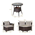 Costway 4-teiliges Outdoor-Gartenmöbel-Set aus Rattan mit gepolstertem Sofa und Tisch