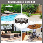 Costway 4-teiliges Outdoor-Gartenmöbel-Set aus Rattan mit gepolstertem Sofa und Tisch