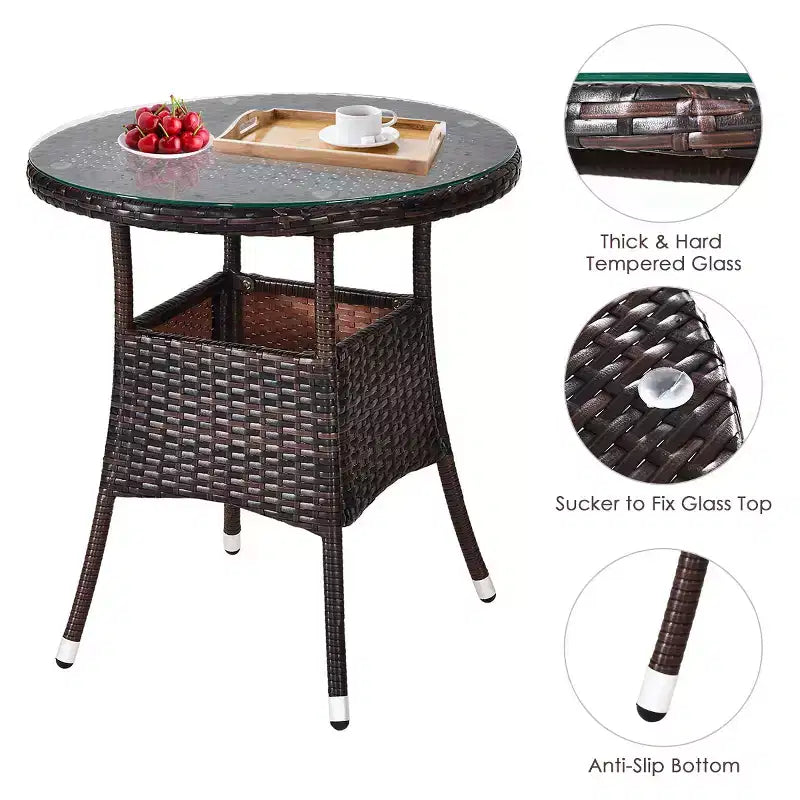 Costway 4-teiliges Outdoor-Gartenmöbel-Set aus Rattan mit gepolstertem Sofa und Tisch
