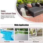 Costway 5-teiliges Terrassenmöbel-Set aus Rattan, Loveseat Sofa, Ottomane, gepolstert, Rot/Weiß