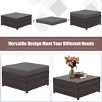 Costway 5-teiliges Terrassenmöbel-Set aus Rattan, Loveseat Sofa, Ottomane, gepolstert, Rot/Weiß