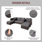 Costway 5-teiliges Terrassenmöbel-Set aus Rattan, Loveseat Sofa, Ottomane, gepolstert, Rot/Weiß