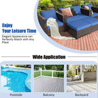 Costway 5-teiliges Terrassenmöbel-Set aus Rattan, Loveseat Sofa, Ottomane, gepolstert, Rot/Weiß