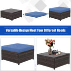 Costway 5-teiliges Terrassenmöbel-Set aus Rattan, Loveseat Sofa, Ottomane, gepolstert, Rot/Weiß