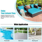 Costway 5-teiliges Terrassenmöbel-Set aus Rattan, Loveseat Sofa, Ottomane, gepolstert, Rot/Weiß