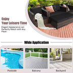 Costway 5-teiliges Terrassenmöbel-Set aus Rattan, Loveseat Sofa, Ottomane, gepolstert, Rot/Weiß