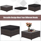 Costway 5-teiliges Terrassenmöbel-Set aus Rattan, Loveseat Sofa, Ottomane, gepolstert, Rot/Weiß