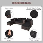Costway 5-teiliges Terrassenmöbel-Set aus Rattan, Loveseat Sofa, Ottomane, gepolstert, Rot/Weiß