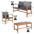 Costway 8-teiliges Outdoor-Gartenmöbel-Set aus Rattan mit Akazienholzrahmen, Sofa, Zweisitzer, Garten