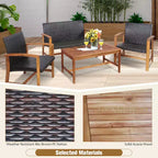 Costway 8-teiliges Outdoor-Gartenmöbel-Set aus Rattan mit Akazienholzrahmen, Sofa, Zweisitzer, Garten