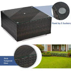 5-teiliges Outdoor-Rattanmöbel-Set, Sofa-Garnitur mit Couchtisch, Rot/Navy