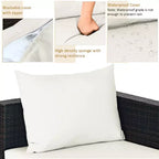 5-teiliges Outdoor-Rattanmöbel-Set, Sofa-Garnitur mit Couchtisch, Rot/Navy