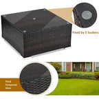 5-teiliges Outdoor-Rattanmöbel-Set, Sofa-Garnitur mit Couchtisch, Rot/Navy