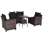 Costway 4-teiliges Outdoor-Patio-Rattanmöbel-Set mit gepolstertem Sofa und Tisch in Türkis/Schwarz/Marineblau/Rot