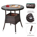 Costway 4-teiliges Outdoor-Patio-Rattanmöbel-Set mit gepolstertem Sofa und Tisch in Türkis/Schwarz/Marineblau/Rot