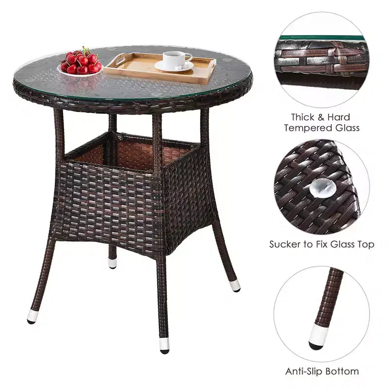 Costway 4-teiliges Outdoor-Patio-Rattanmöbel-Set mit gepolstertem Sofa und Tisch in Türkis/Schwarz/Marineblau/Rot