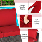 Costway 2-teiliges Garten-Rattan-Sofa-Set ohne Armlehnen, modulares Loungeset mit Kissen