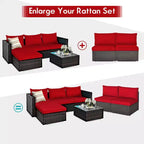 Costway 2-teiliges Garten-Rattan-Sofa-Set ohne Armlehnen, modulares Loungeset mit Kissen