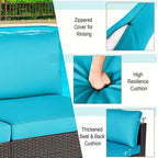 Costway 2-teiliges Garten-Rattan-Sofa-Set ohne Armlehnen, modulares Loungeset mit Kissen