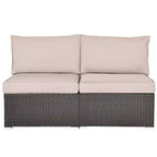 Costway 2-teiliges Garten-Rattan-Sofa-Set ohne Armlehnen, modulares Loungeset mit Kissen