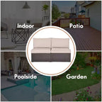 Costway 2-teiliges Garten-Rattan-Sofa-Set ohne Armlehnen, modulares Loungeset mit Kissen