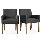 Set aus 6 gepolsterten Esszimmerstühlen mit Armlehnen, moderne Leinen-Sessel mit Holzbeinen, Akzentstühle für Esszimmer, Wohnzimmer - Panipeachy