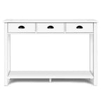 Costway 47'' Console Table Hall Table Side Desk Accent Table Drawers Shelf Entryway White