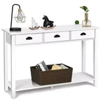 Costway 47'' Konsolentisch, Beistelltisch, Akzenttisch, mit Schubladen, Regal, Eingangsbereich, Weiß