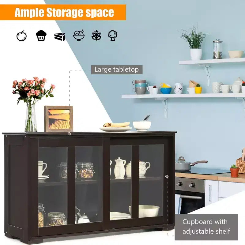 Costway Küchenschrank Sideboard Anrichte mit Schiebetür