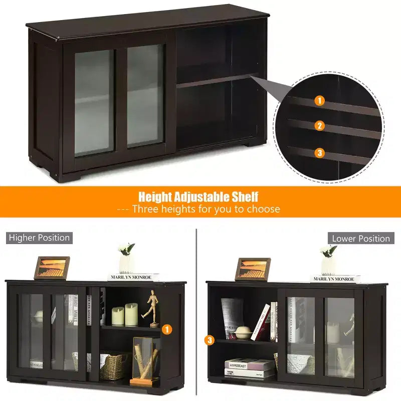 Costway Küchenschrank Sideboard Anrichte mit Schiebetür