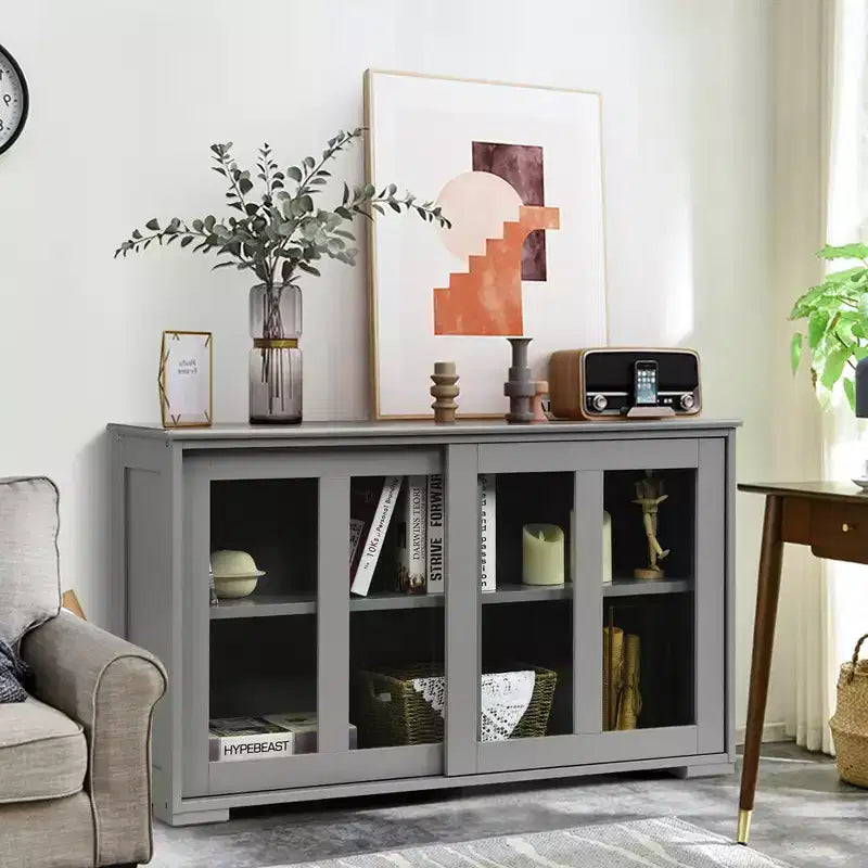 Costway Küchenschrank Sideboard Anrichte mit Schiebetür