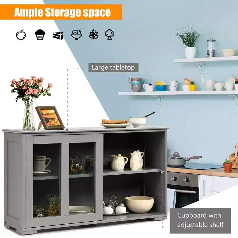 Costway Küchenschrank Sideboard Anrichte mit Schiebetür