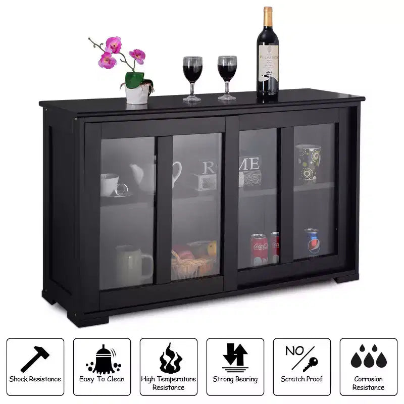 Costway Küchenschrank Sideboard Anrichte mit Schiebetür