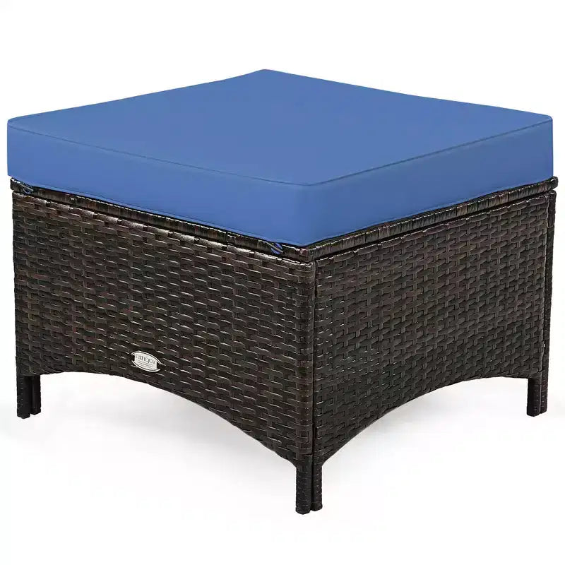 Costway 5-teiliges Terrassenmöbelset aus Rattan, Sofa, Ottomane mit rot/weißem Kissen