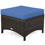 Costway 5-teiliges Terrassenmöbelset aus Rattan, Sofa, Ottomane mit rot/weißem Kissen