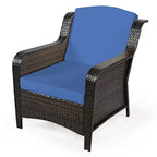 Costway 5-teiliges Terrassenmöbelset aus Rattan, Sofa, Ottomane mit rot/weißem Kissen