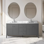 Vanity Art 72 Zoll Badezimmer-Waschtischunterschrank mit Doppelwaschbecken und Kunstmarmorplatte