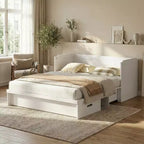 Mjkone Queen-Size-Schrankbett mit Matratze, USB-Ladeanschluss und Aufbewahrungsschubladen