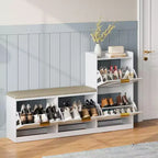 Schuhschrank mit Sitzbank & 4 Klappfächern – Schmaler Eingangsbereich-Organizer für 35–40 Paar Schuhe