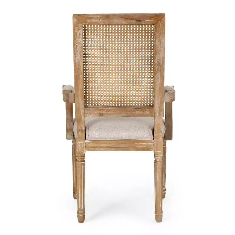 4er-Set Maria French Country Esszimmerstühle aus Holz und Rattan mit Polsterung - Christopher Knight Home