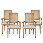4er-Set Maria French Country Esszimmerstühle aus Holz und Rattan mit Polsterung - Christopher Knight Home