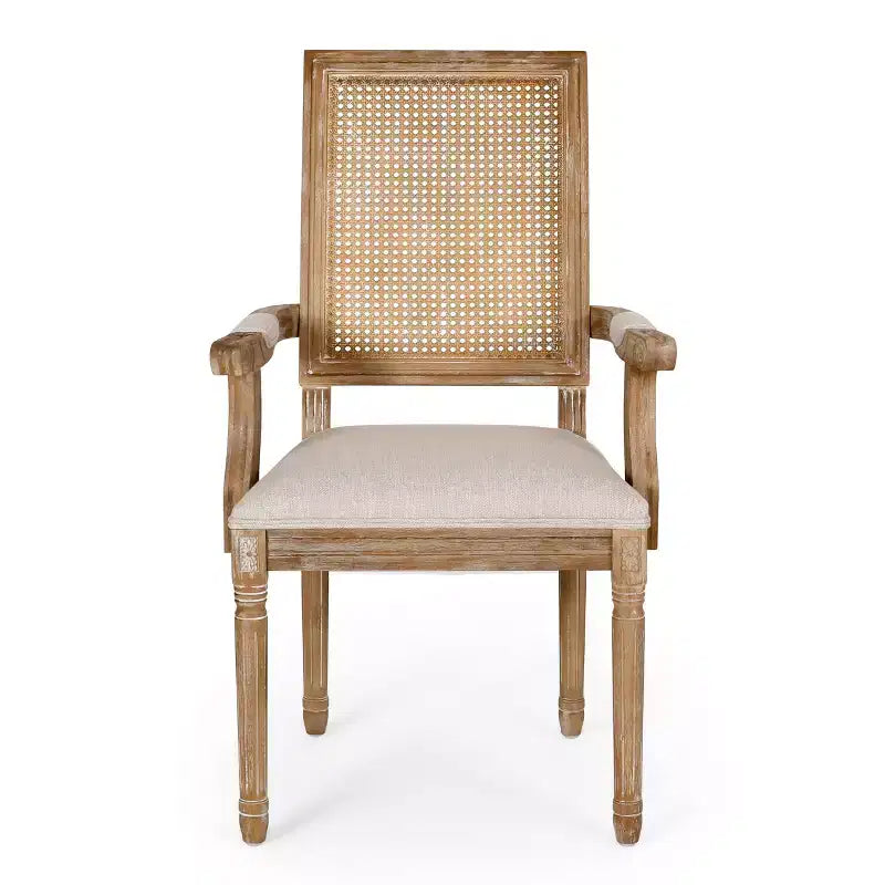 4er-Set Maria French Country Esszimmerstühle aus Holz und Rattan mit Polsterung - Christopher Knight Home