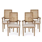 4er-Set Maria French Country Esszimmerstühle aus Holz und Rattan mit Polsterung - Christopher Knight Home