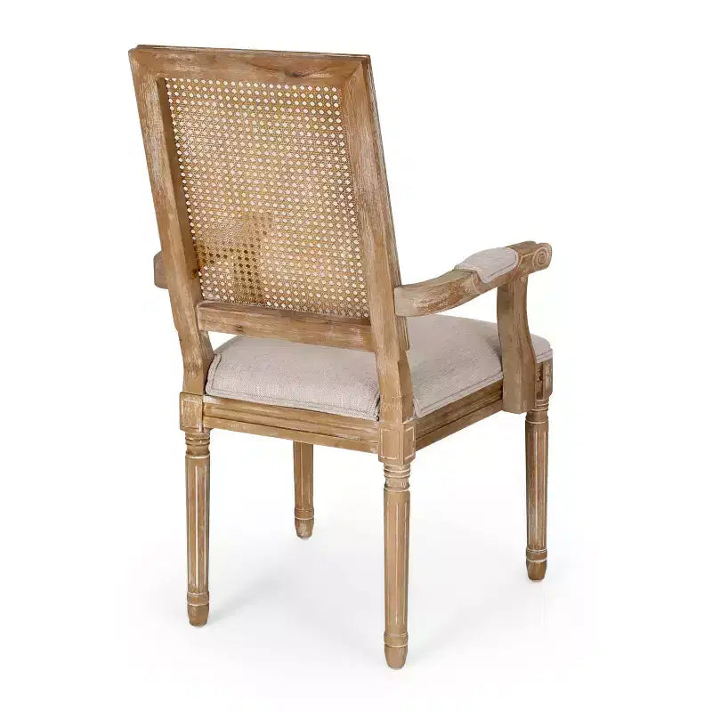 4er-Set Maria French Country Esszimmerstühle aus Holz und Rattan mit Polsterung - Christopher Knight Home