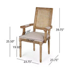 4er-Set Maria French Country Esszimmerstühle aus Holz und Rattan mit Polsterung - Christopher Knight Home